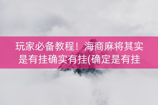 玩家必备教程！海商麻将其实是有挂确实有挂(确定是有挂)