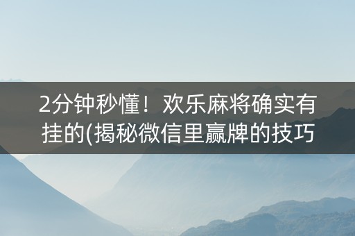 2分钟秒懂！欢乐麻将确实有挂的(揭秘微信里赢牌的技巧)