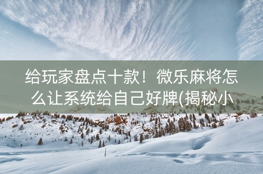 给玩家盘点十款！微乐麻将怎么让系统给自己好牌(揭秘小程序赢的秘诀)