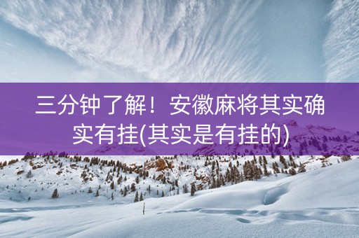 三分钟了解！安徽麻将其实确实有挂(其实是有挂的)