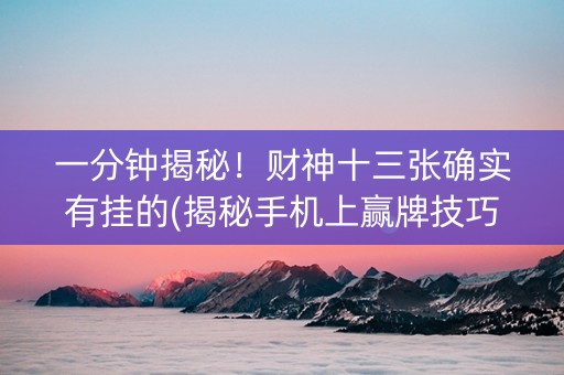 一分钟揭秘！财神十三张确实有挂的(揭秘手机上赢牌技巧)