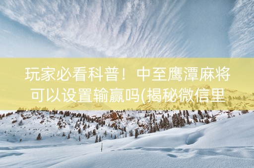 玩家必看科普！中至鹰潭麻将可以设置输赢吗(揭秘微信里如何让牌变好)
