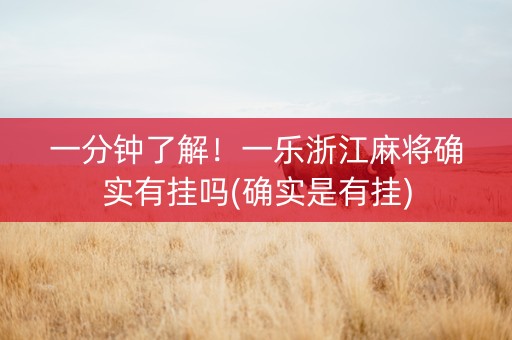 一分钟了解！一乐浙江麻将确实有挂吗(确实是有挂)