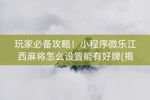 玩家必备攻略！小程序微乐江西麻将怎么设置能有好牌(揭秘手机上必备神器)