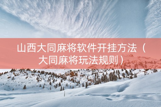 山西大同麻将软件开挂方法（大同麻将玩法规则）