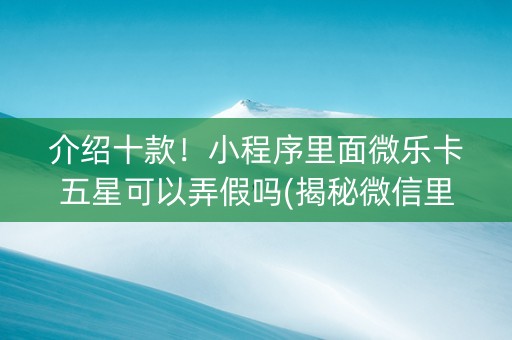 介绍十款！小程序里面微乐卡五星可以弄假吗(揭秘微信里专用神器)