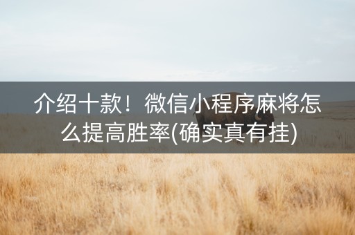 介绍十款！微信小程序麻将怎么提高胜率(确实真有挂)