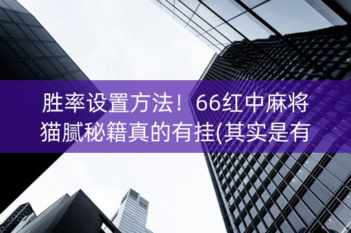 胜率设置方法！66红中麻将猫腻秘籍真的有挂(其实是有挂确实有挂)