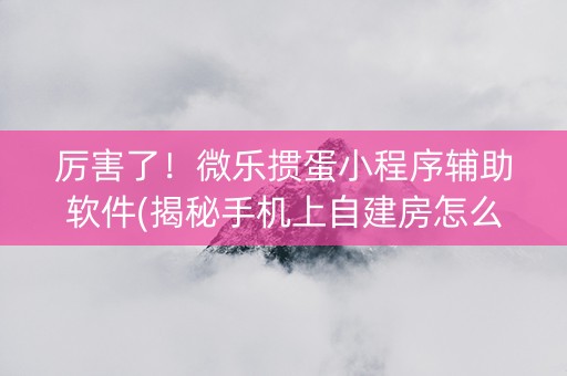 厉害了！微乐掼蛋小程序辅助软件(揭秘手机上自建房怎么赢)
