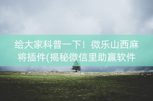 给大家科普一下！微乐山西麻将插件(揭秘微信里助赢软件)