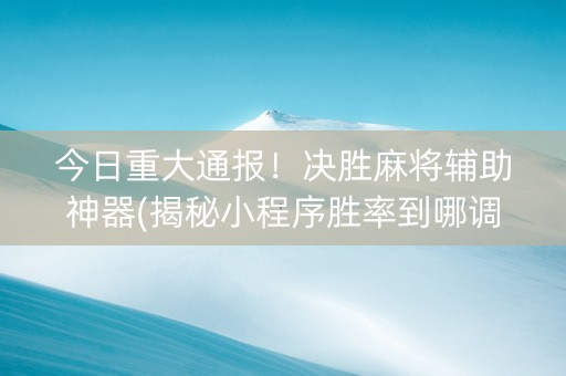 今日重大通报！决胜麻将辅助神器(揭秘小程序胜率到哪调)