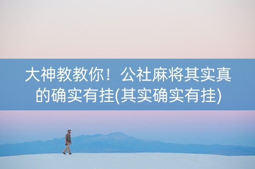 大神教教你！公社麻将其实真的确实有挂(其实确实有挂)