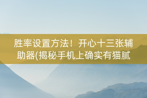 胜率设置方法！开心十三张辅助器(揭秘手机上确实有猫腻)