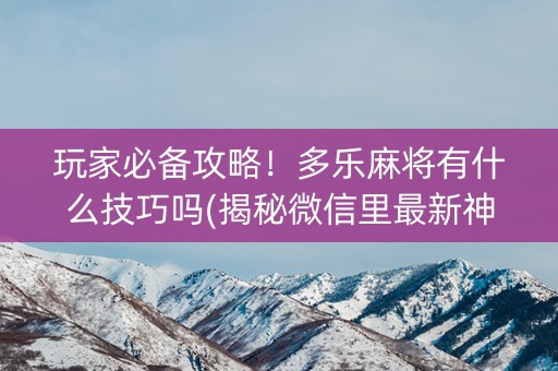 玩家必备攻略！多乐麻将有什么技巧吗(揭秘微信里最新神器下载)