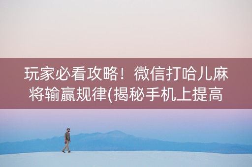 玩家必看攻略！微信打哈儿麻将输赢规律(揭秘手机上提高胜率)