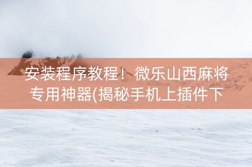 安装程序教程！微乐山西麻将专用神器(揭秘手机上插件下载)