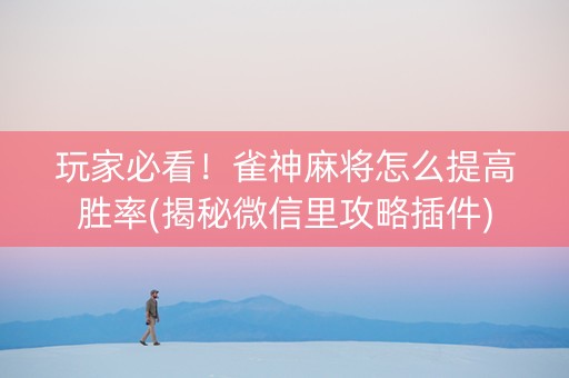 玩家必看！雀神麻将怎么提高胜率(揭秘微信里攻略插件)