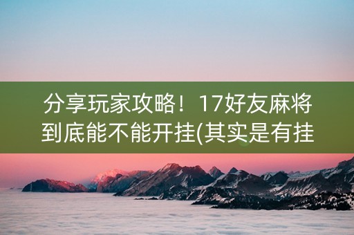 分享玩家攻略！17好友麻将到底能不能开挂(其实是有挂确实有挂)