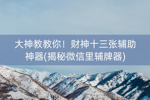 大神教教你！财神十三张辅助神器(揭秘微信里辅牌器)