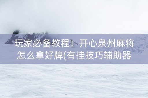 玩家必备教程！开心泉州麻将怎么拿好牌(有挂技巧辅助器)