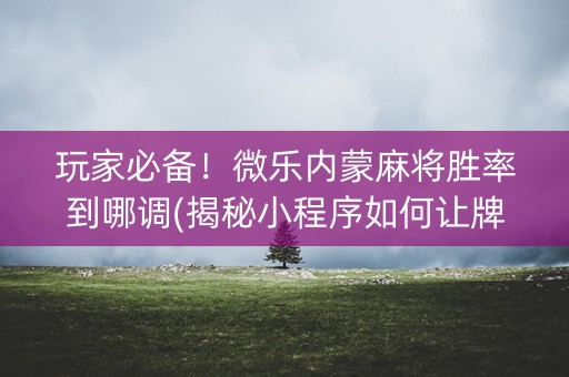 玩家必备！微乐内蒙麻将胜率到哪调(揭秘小程序如何让牌变好)