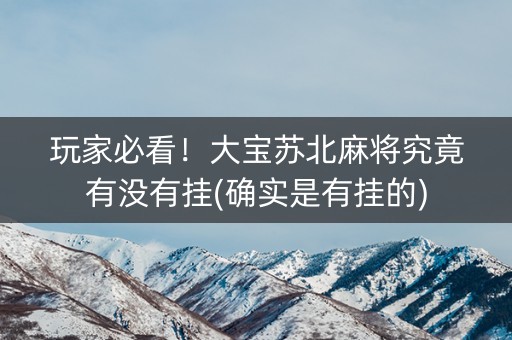 玩家必看！大宝苏北麻将究竟有没有挂(确实是有挂的)