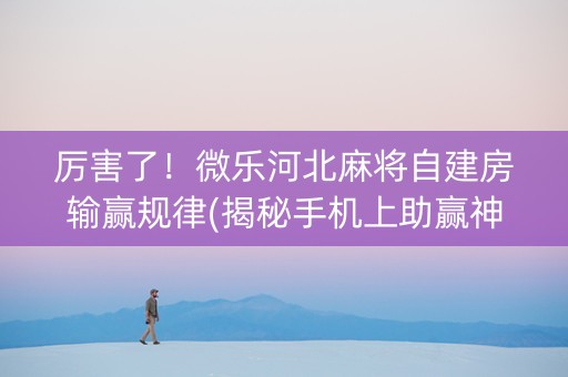 厉害了！微乐河北麻将自建房输赢规律(揭秘手机上助赢神器)
