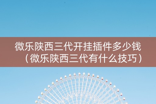 微乐陕西三代开挂插件多少钱（微乐陕西三代有什么技巧）