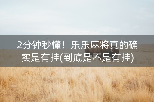 2分钟秒懂！乐乐麻将真的确实是有挂(到底是不是有挂)