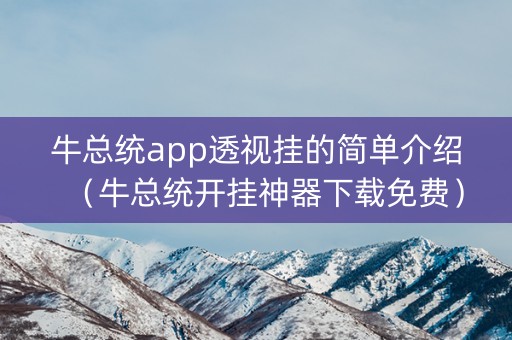 牛总统app透视挂的简单介绍（牛总统开挂神器下载免费）