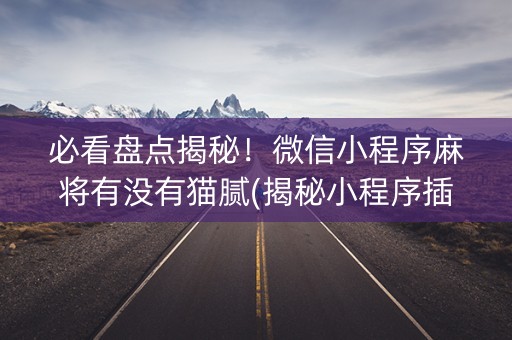 必看盘点揭秘！微信小程序麻将有没有猫腻(揭秘小程序插件下载)
