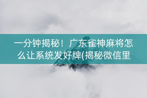 一分钟揭秘！广东雀神麻将怎么让系统发好牌(揭秘微信里输赢规律)