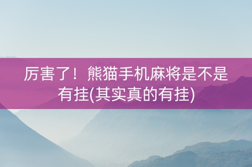 厉害了！熊猫手机麻将是不是有挂(其实真的有挂)