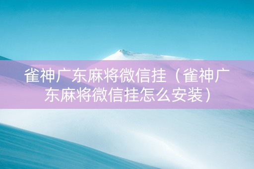 雀神广东麻将微信挂（雀神广东麻将微信挂怎么安装）