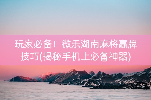 玩家必备！微乐湖南麻将赢牌技巧(揭秘手机上必备神器)