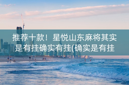 推荐十款！星悦山东麻将其实是有挂确实有挂(确实是有挂的)