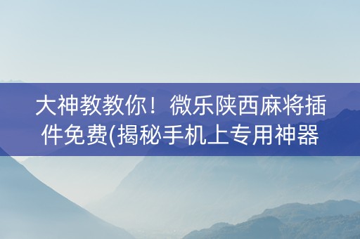 大神教教你！微乐陕西麻将插件免费(揭秘手机上专用神器)