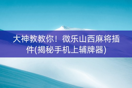 大神教教你！微乐山西麻将插件(揭秘手机上辅牌器)