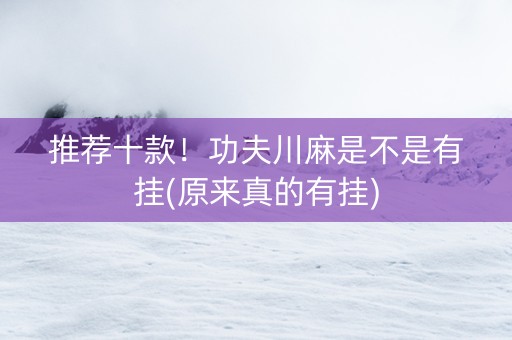 推荐十款！功夫川麻是不是有挂(原来真的有挂)