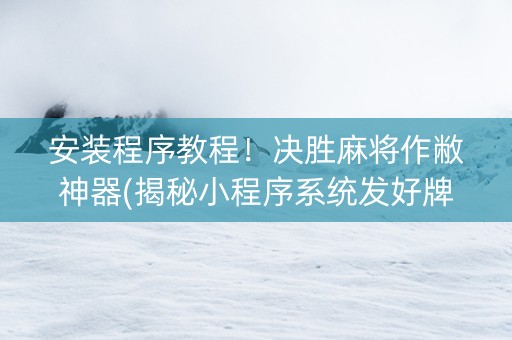 安装程序教程！决胜麻将作敝神器(揭秘小程序系统发好牌)