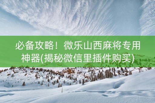 必备攻略！微乐山西麻将专用神器(揭秘微信里插件购买)