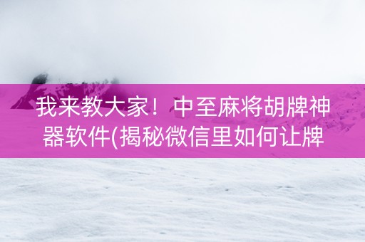 我来教大家！中至麻将胡牌神器软件(揭秘微信里如何让牌变好)
