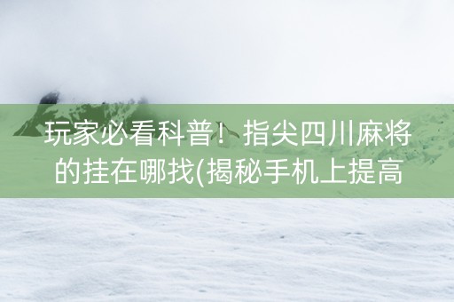 玩家必看科普！指尖四川麻将的挂在哪找(揭秘手机上提高胜率)