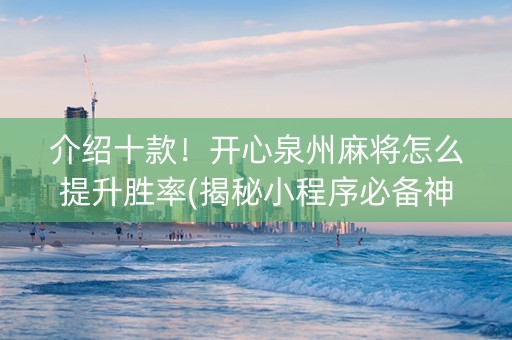 介绍十款！开心泉州麻将怎么提升胜率(揭秘小程序必备神器)