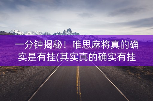 一分钟揭秘！唯思麻将真的确实是有挂(其实真的确实有挂)