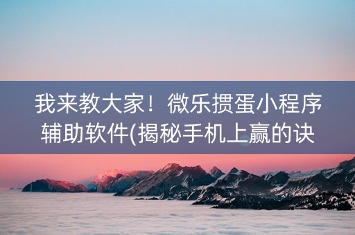 我来教大家！微乐掼蛋小程序辅助软件(揭秘手机上赢的诀窍)