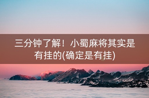 三分钟了解！小蜀麻将其实是有挂的(确定是有挂)