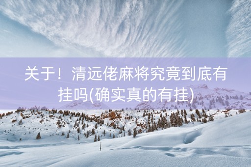 关于！清远佬麻将究竟到底有挂吗(确实真的有挂)