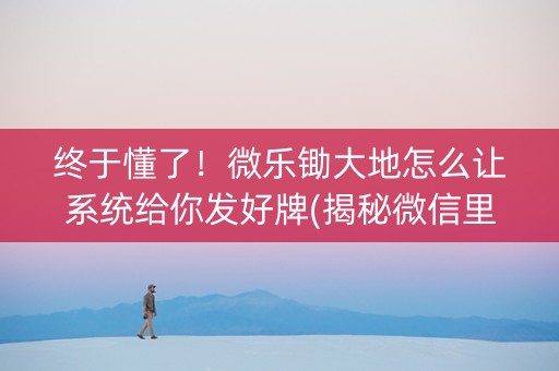 终于懂了！微乐锄大地怎么让系统给你发好牌(揭秘微信里胜率到哪调)