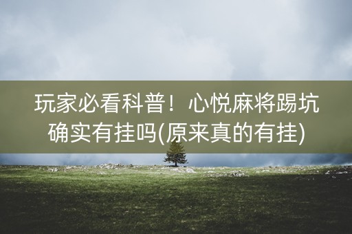 玩家必看科普！心悦麻将踢坑确实有挂吗(原来真的有挂)